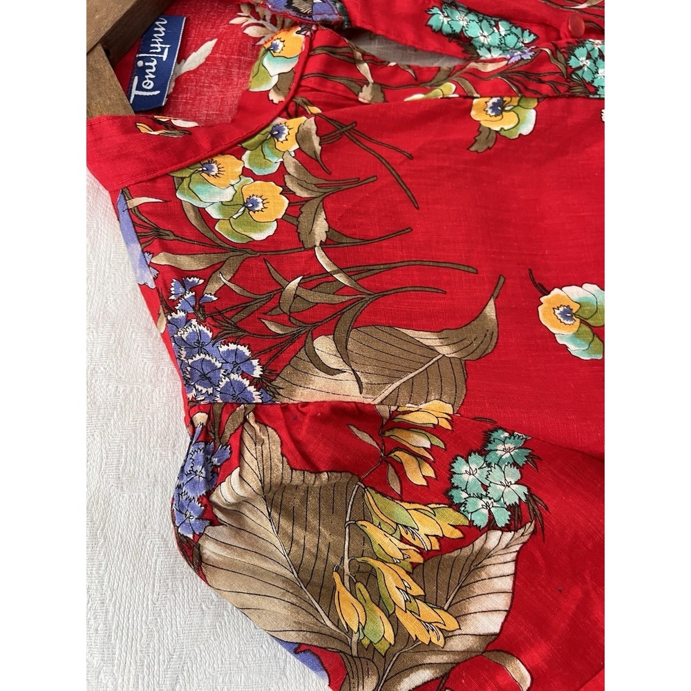 Vintage 70's Hawaiian Womens Tunic Cotton Gauze Shirt Dress S/M Toni Lynn Top - Picture 15 of 16